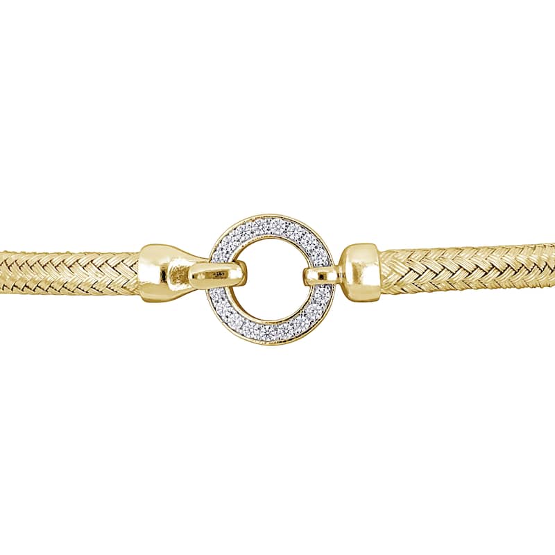 Miadora 1/2ct TGW Weave Design Bangle Bracelet in Yellow Silver - 7.5 in - 7.5 in x 14 mm x 7.5 mm