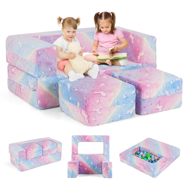 Gymax 3-in-1 Baby Fold out Sofa w/ Removable & Machine Washable - Multi