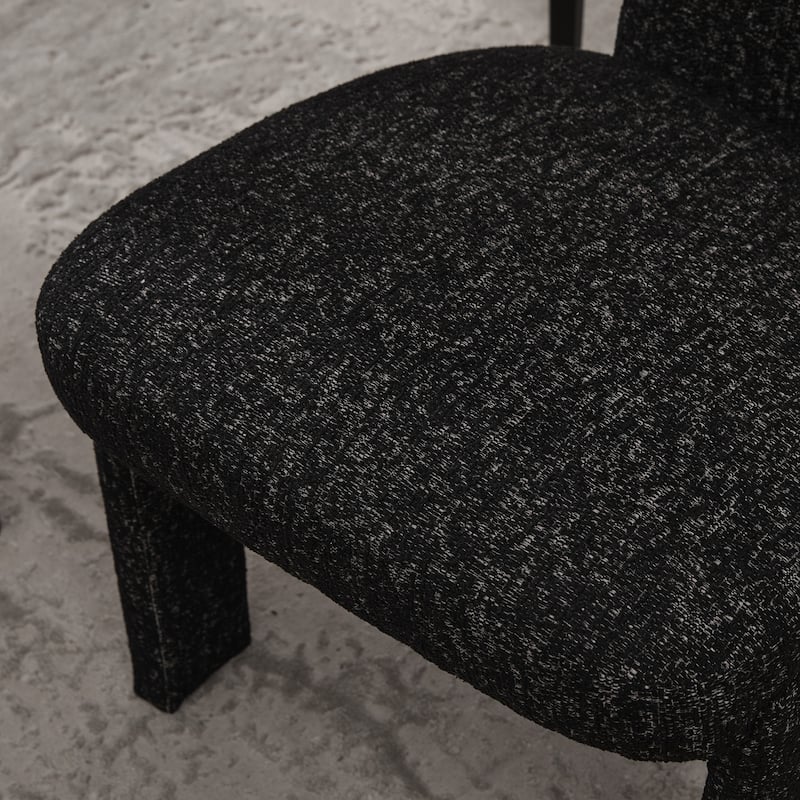 22.05" Wide Modern Upholstered Chenille Dining Chair Set of 4 with Rubberwood Legs, Armless Curved Back Accent Chairs