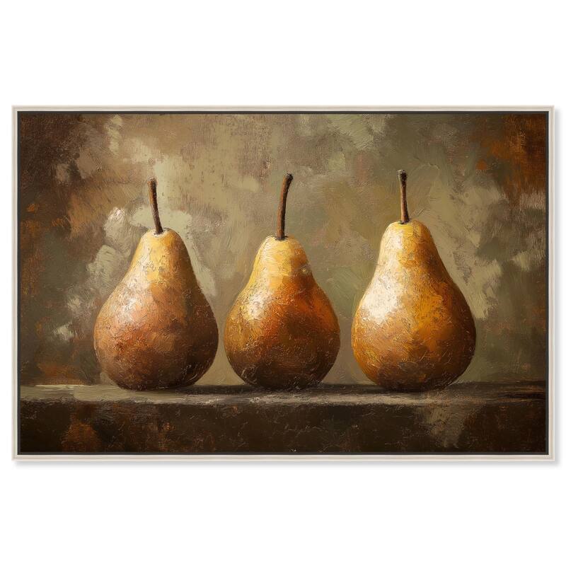 Pear Trio Canvas by Art Remedy - 36" x 24" - Silver