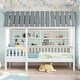 preview thumbnail 1 of 10, Wooden Twin Size House Bed with Roof, Kids Bed with Guardrail and 2-Tier Storage Shelves White - Twin