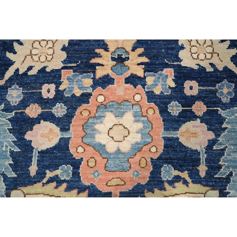 Hand Knotted Oriental 100% Wool Carpet Traditional All-Over Navy Blue & Blues Ziegler Area Rug - 14' 6'' X 12' 2''