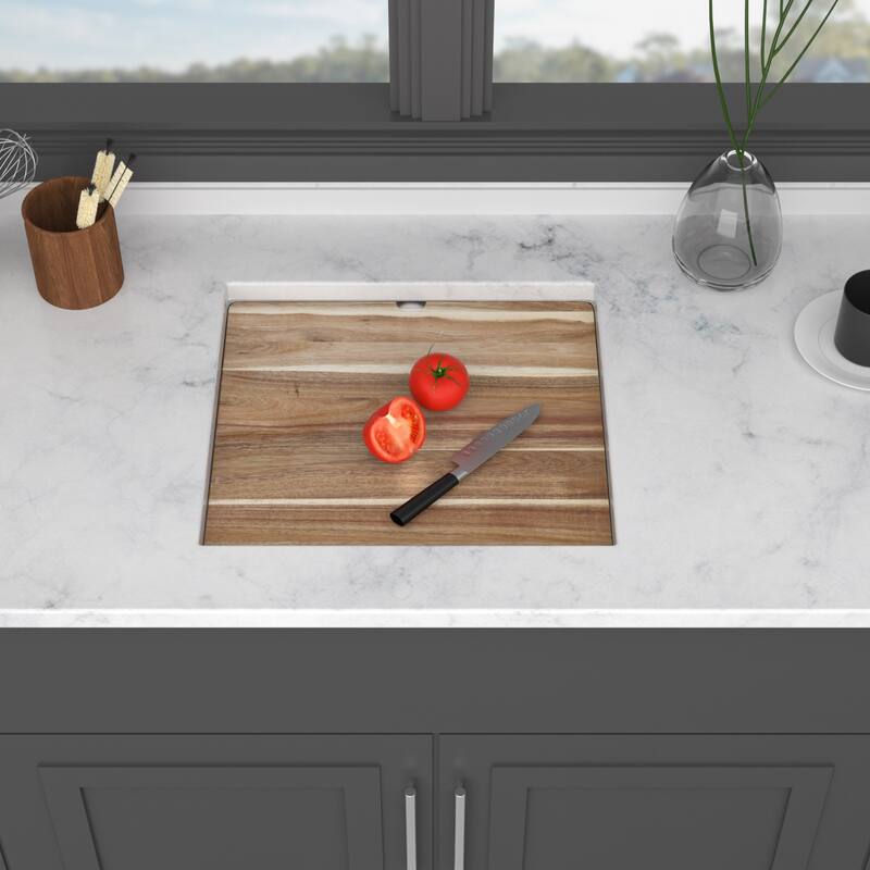 Undermount Kitchen Sink With Folding Faucet and Cutting Board