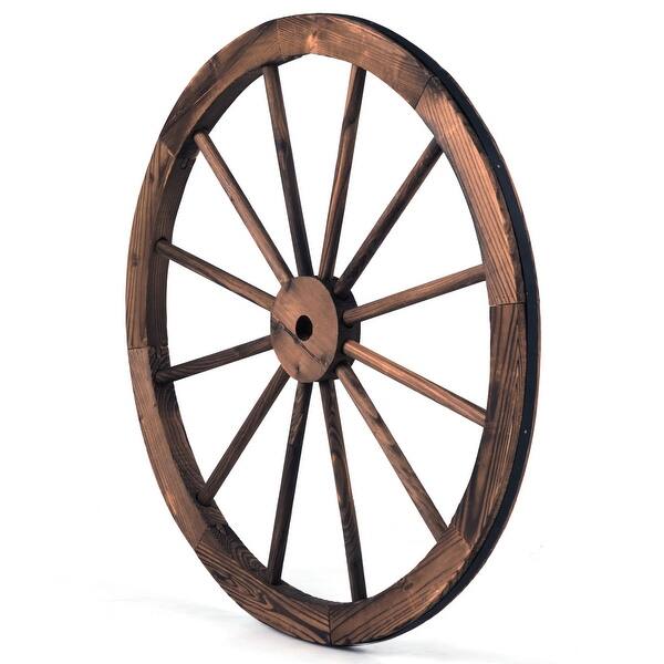 Shop Costway Set Of 2 30 In Decorative Vintage Wood Garden Wagon