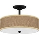 preview thumbnail 2 of 3, Quoizel Zen 3-Light Mystic Black Semi-Flush Mount with Rattan Shade