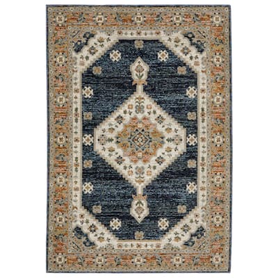 Style Haven Adalynn Center Medallion Blue/ Orange Area Rug