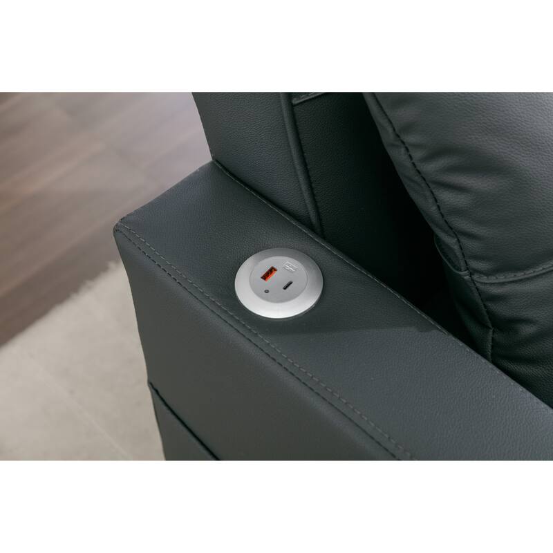 Leather Convertible Futon Armchair Bed with USB Ports, Adjustable Backrest (3-Position), and Built-in Cup Holders