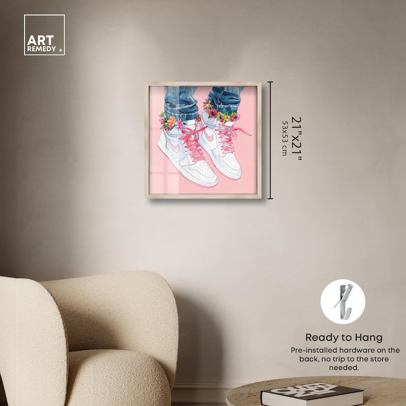 Blush Floral Bloom Sneakers Shadowbox by Art Remedy