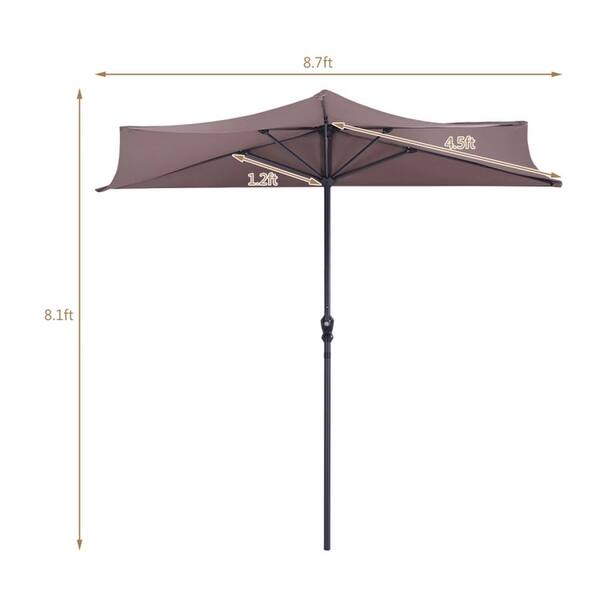 6 ft half round patio umbrella CASTLECREEK Umbrella, Outdoor, Garden, Deck, Balcony Shade 8 Feet Khaki : Patio, Lawn & Garden crank opens and closes the umbrella in seconds to block sunlight 9 Ft Patio Bistro Half