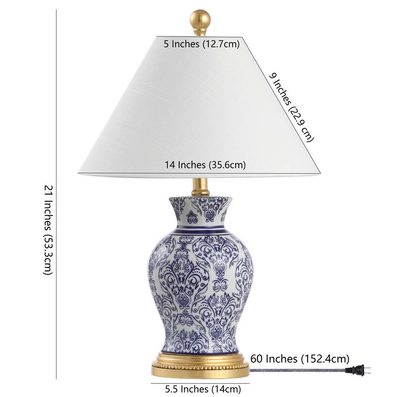 Ziggy 21" Ceramic/Iron Classic Modern LED Table Lamp, Blue (Set of 2) by JONATHAN Y