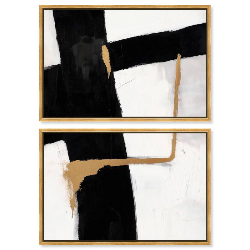 Urban Grid III Canvas Set of 2 by Art Remedy - 15" x 10" - Gold