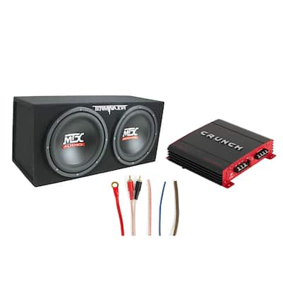 MTX 12 Inch Subwoofer Box, Crunch 2 Channel Amplifier, & Soundstorm Wiring Kit - 4.6