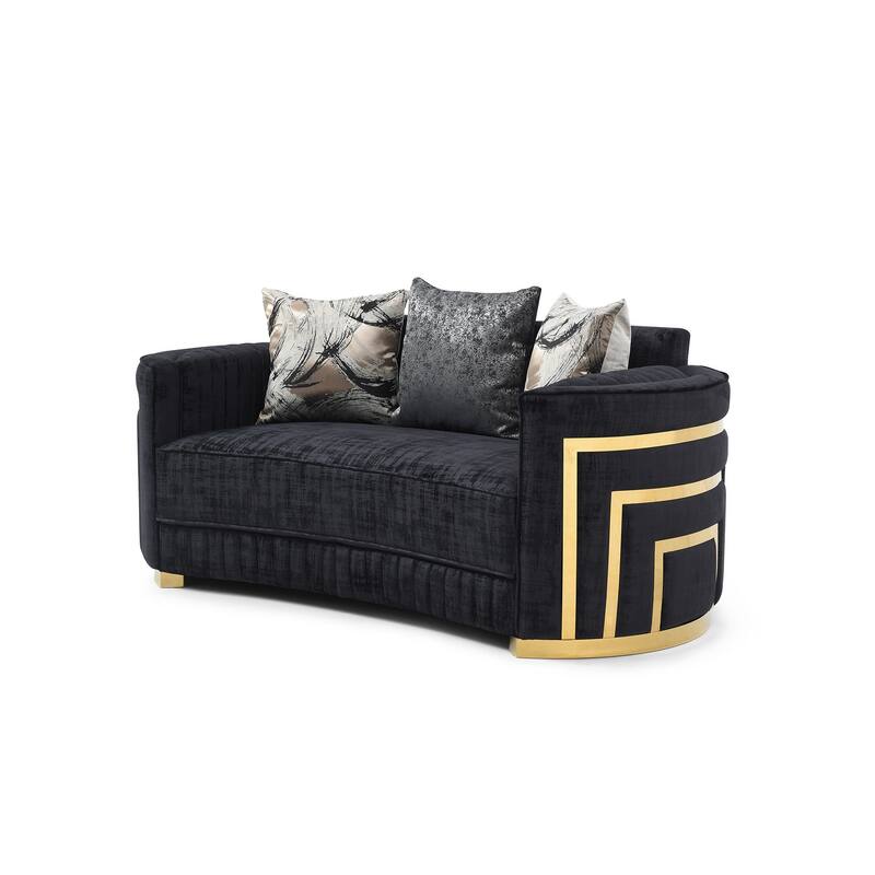 Soledad 75 in. Pillow Top Arm Polyester Straight Sofa in Black