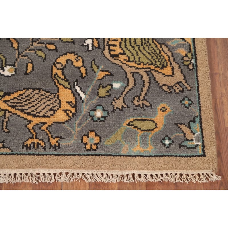 Animal Pictorial Ziegler Accent Rug Hand-Knotted Floral Wool Carpet - 2'11"x 5'0"