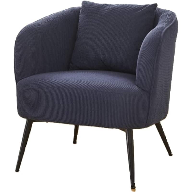 US Pride Furniture Modern Channel Corduroy Velvet Accent Chair with Black Metal Legs