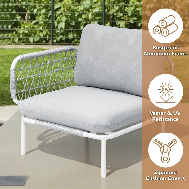 VredHom Outdoor Patio Aluminum PE Rattan Sectional Sofa Free Combination Conversation Seating Sets with Cushions