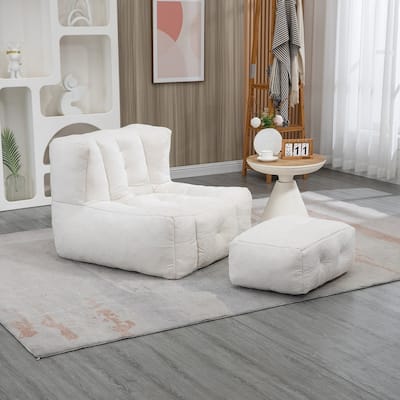 Fluffy bean bag chair, comfortable bean bag for adults and children, super soft lazy sofa chair with memory foam and ottoman