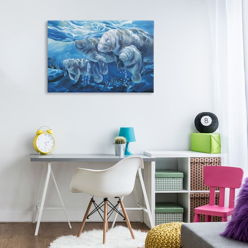 Stupell Underwater Manatee Family Canvas Wall Art Design By Jody Bergsma