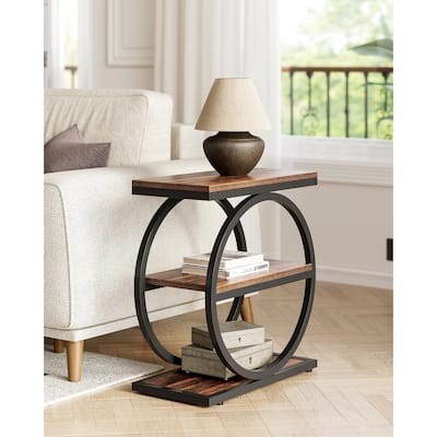 23.6" Narrow 3-Tier End Table with Storage