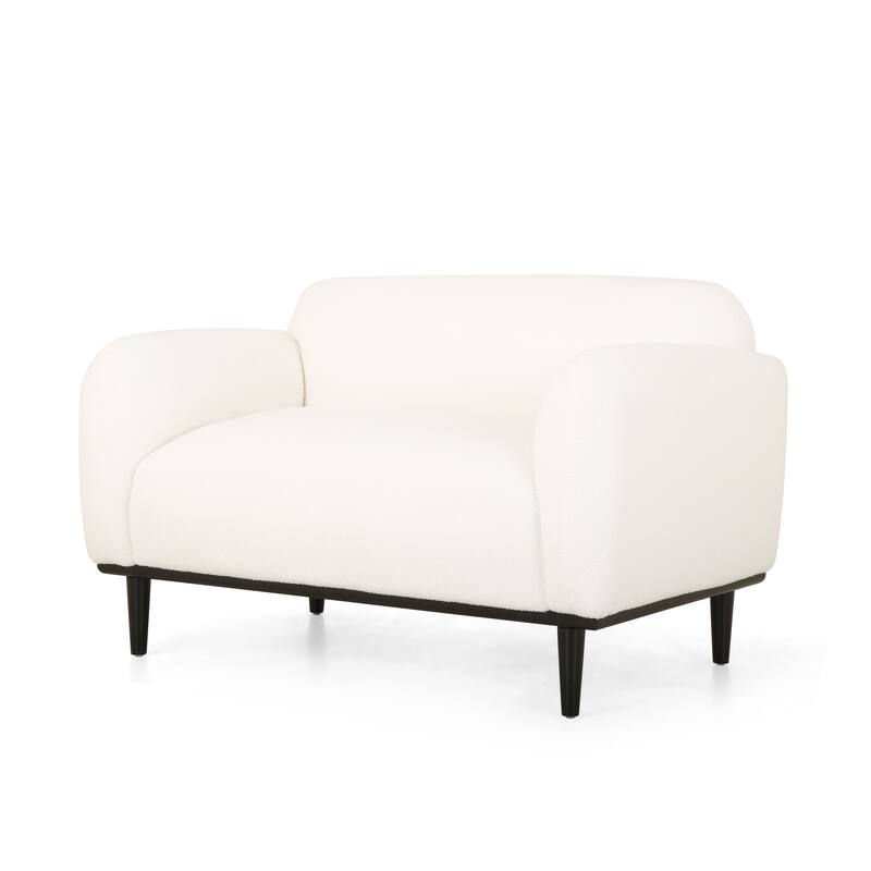 White Polyester Loveseat with Contemporary Design