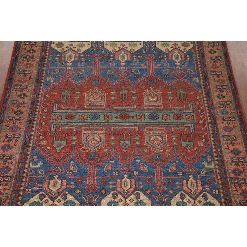 Geometric Red Sirjan Oriental Area Rug Hand-knotted Wool Carpet - 8'0"x 9'10"