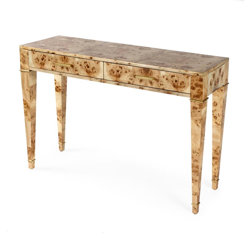 Kai 2 Drawer 46" Burl Wood Console Table - Light Burl