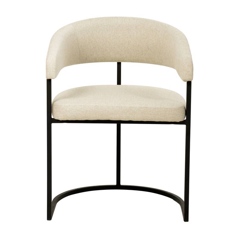 LeisureMod Set of 4 Aero Upholstered Leather Dining Side Chair - Contemporary Arm Chair with Black Iron Frame