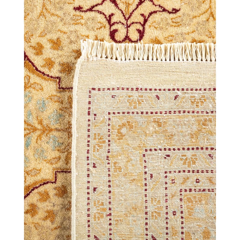 Overton Hand Knotted Wool Vintage Inspired Traditional Mogul Ivory Runner Rug