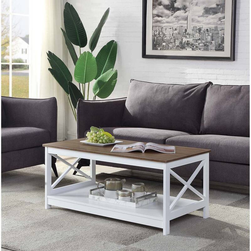 Convenience Concepts Oxford Coffee Table with Shelf - Driftwood/White