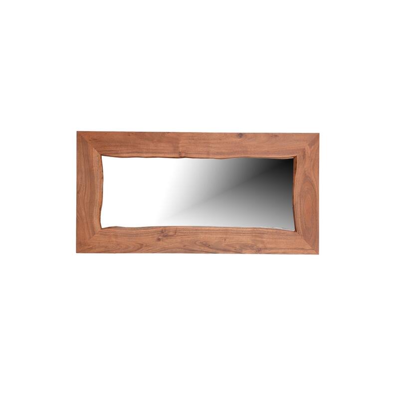 HomeRoots 24" Brown Solid Wood Live Edge Freestanding and Wall Mount Accent Mirror - 24.00 in. x 48.00 in. x 4.00 in.