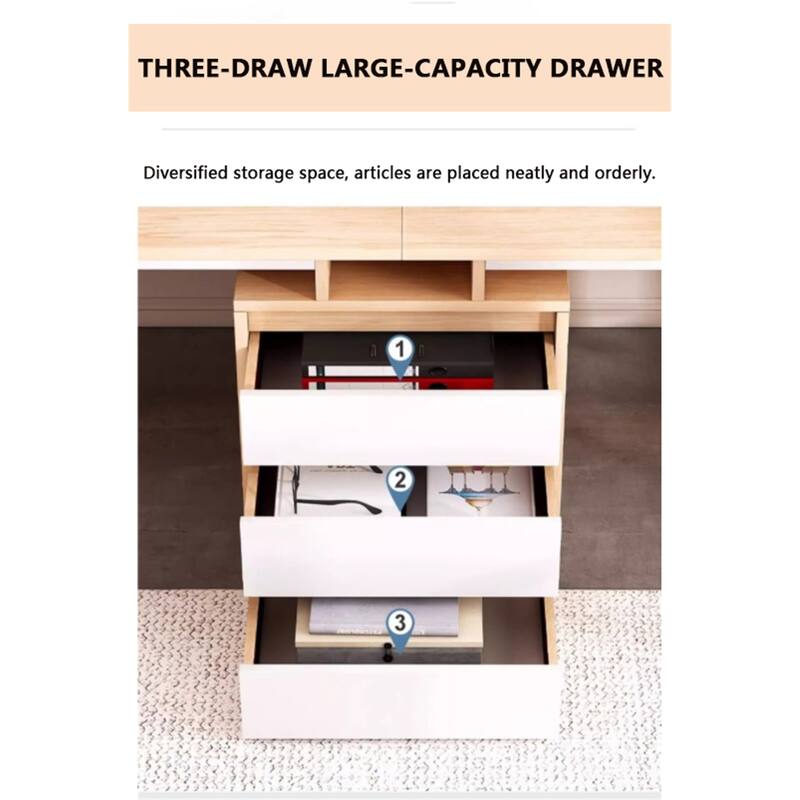 Modern Double Computer Desk with Perforated Line