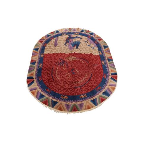 Antique Vegetable Dye Art Deco Chinese Oriental Wool Area Rug Handmade - 9'0" x 11'2"