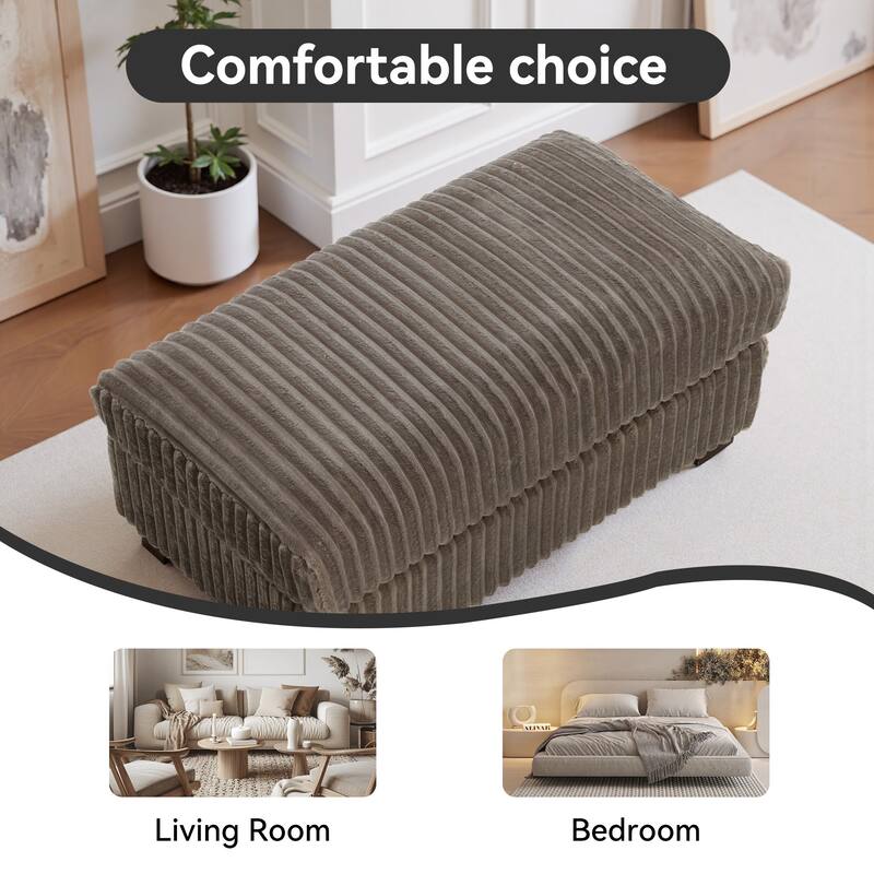 Modern Interior Rectangle Faux Fur Ottoman