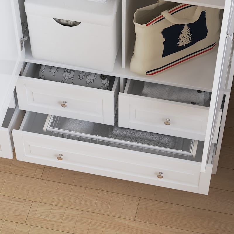 78.7"H Combo Twin Wardrobe Set Elegance Meets Utility Armoires Closet