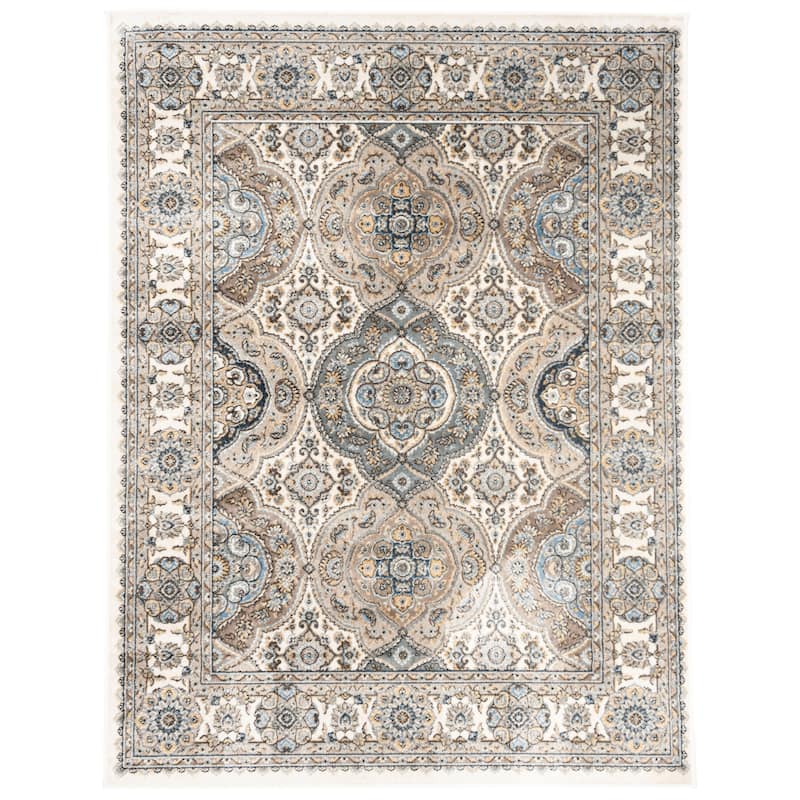 SAFAVIEH Atlas Mahala Traditional Oriental Viscose Rug - 4' x 5'3" - Ivory/Blue - Rectangle