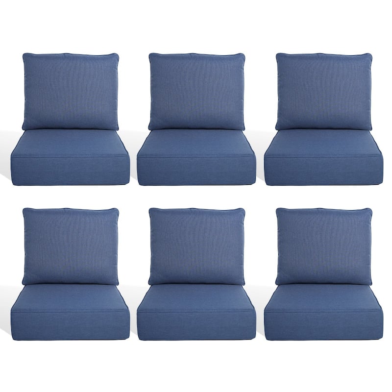 Pocassy 22"x24"x6" Inch Thick Cushions Pillows Indoor Outdoor Cushion 6 Set - Blue Cushion