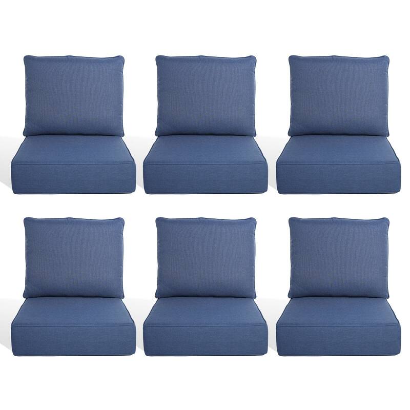 Pocassy 22"x24"x6" Thick Cushions Pillows Indoor & Outdoor Cushion - 6 Set Seat & Back Cushion - Blue Cushion