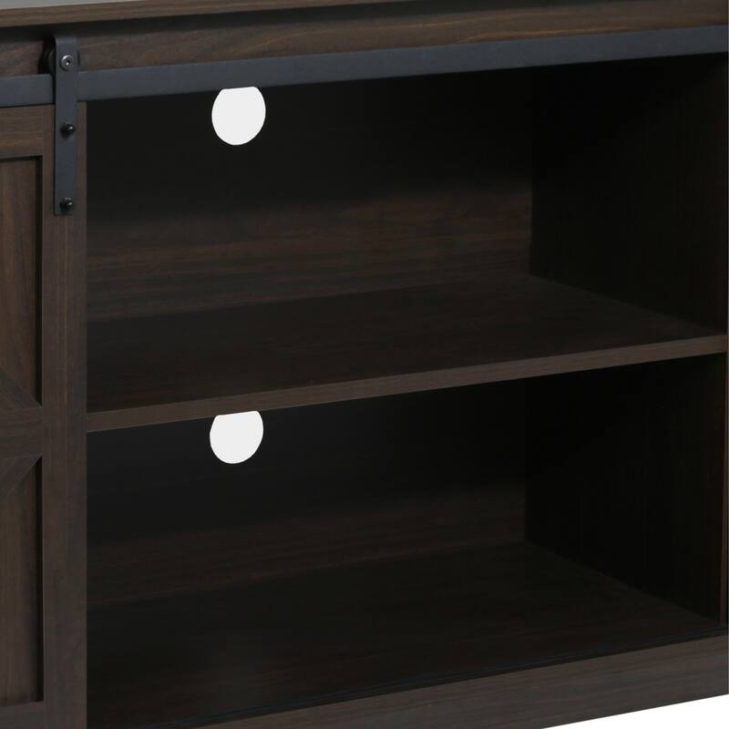 Farmhouse Wood TV Stand with Sliding Barn Door
