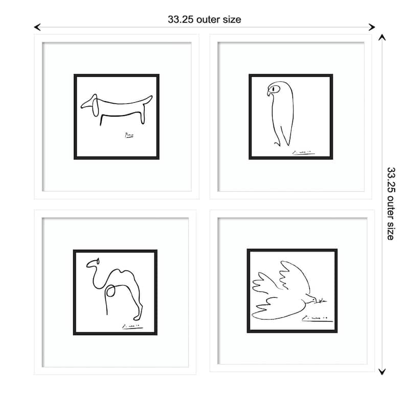 Picasso Animal Drawings - set of 4 Framed Art Print