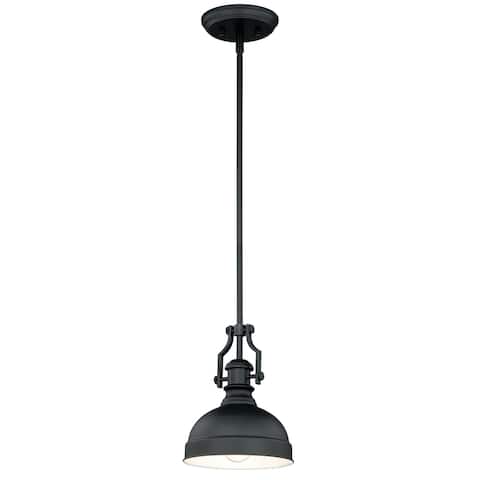 Keenan Bronze Farmhouse Barn Mini Pendant Ceiling Light - 8-in W x 16.25-in H x 8-in D