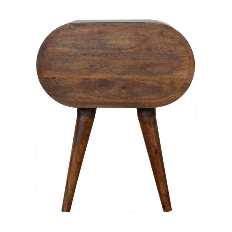 HomeRoots 21" Chestnut Solid Wood Oval Two Drawer Nightstand
