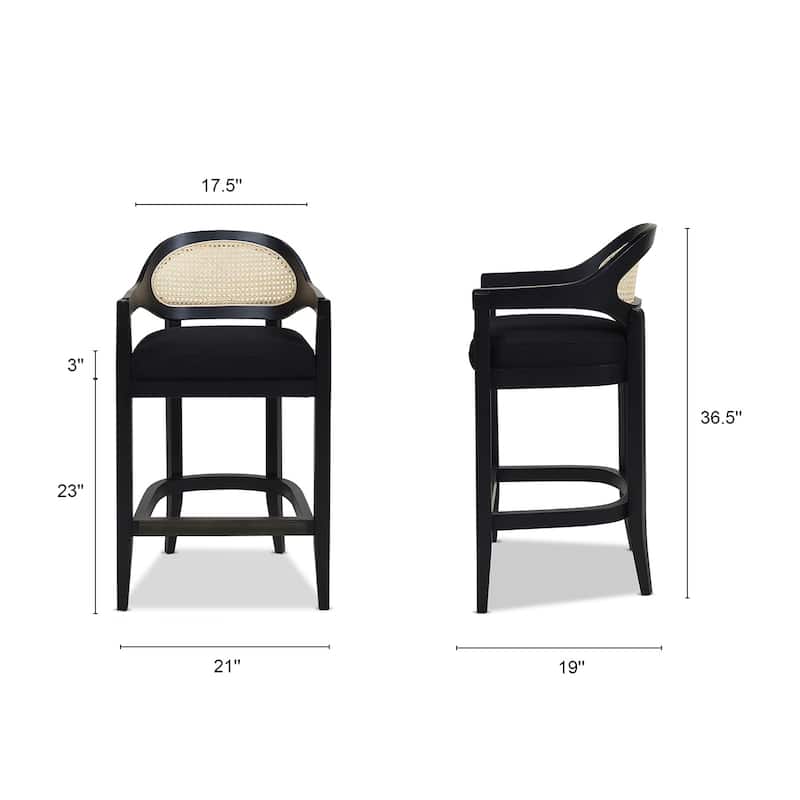 Americana Mid-Century Modern Rattan Cane Back Counter and Bar Stool