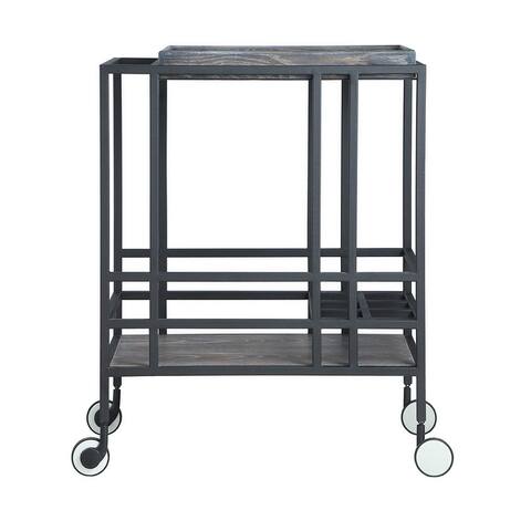 Ronald Serving Bar Cart, Removable Tray/ Wine Bottle Storage/ Casters