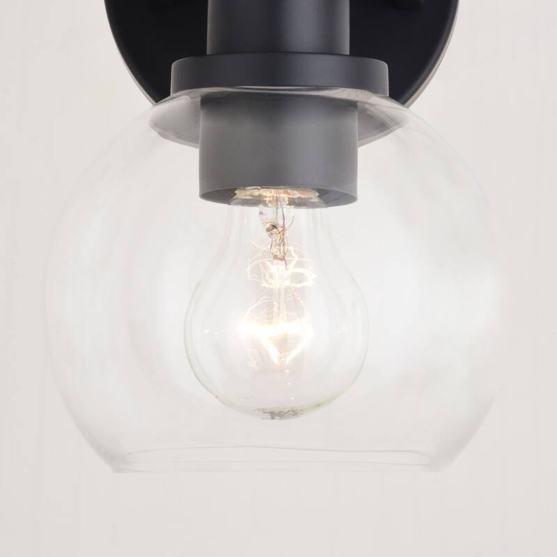 Marshall Black Transitional Bathroom Vanity Wall Light Fixture Clear Glass