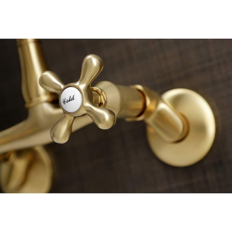 Kingston Brass English Country 6 in. Adjustable Center Wall Mount Kitchen Faucet