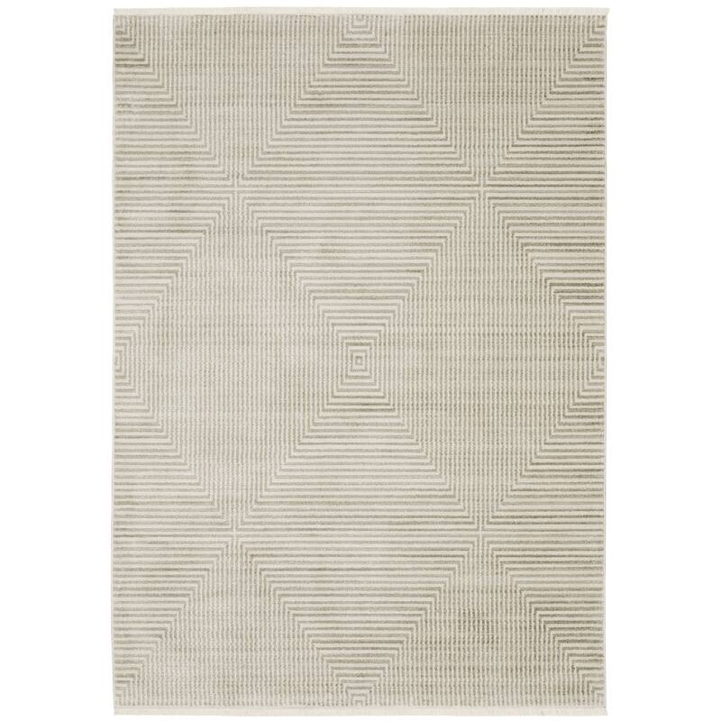 Style Haven Boulevard Power-Loom Recycled P.E.T. Geometric Beige/Ivory Rug - 5' 3" x 7' 6" - Runner/Rectangle
