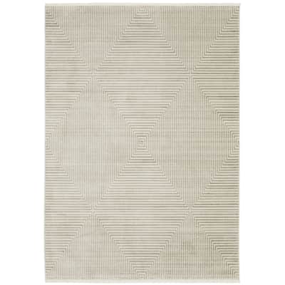 Style Haven Boulevard Power-Loom Recycled P.E.T. Geometric Beige/Ivory Rug