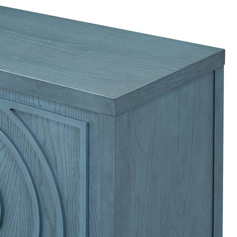 Retro Sideboard with Circular Groove Design Metal Handle