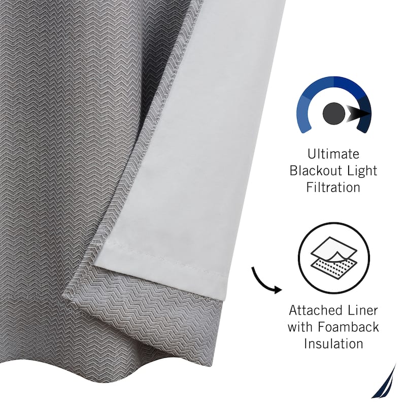 Nautica Virginia Ultimate Blackout Back Tab Window Curtain Panel Pair