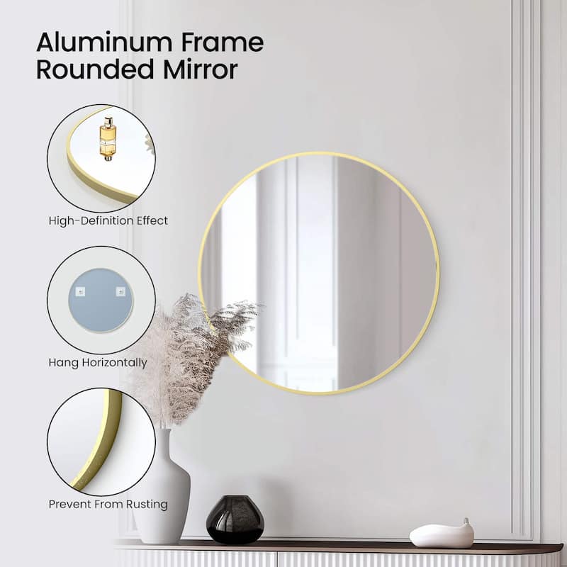 24 Inch Shatterproof Wall Mount Metal Frame Mirror